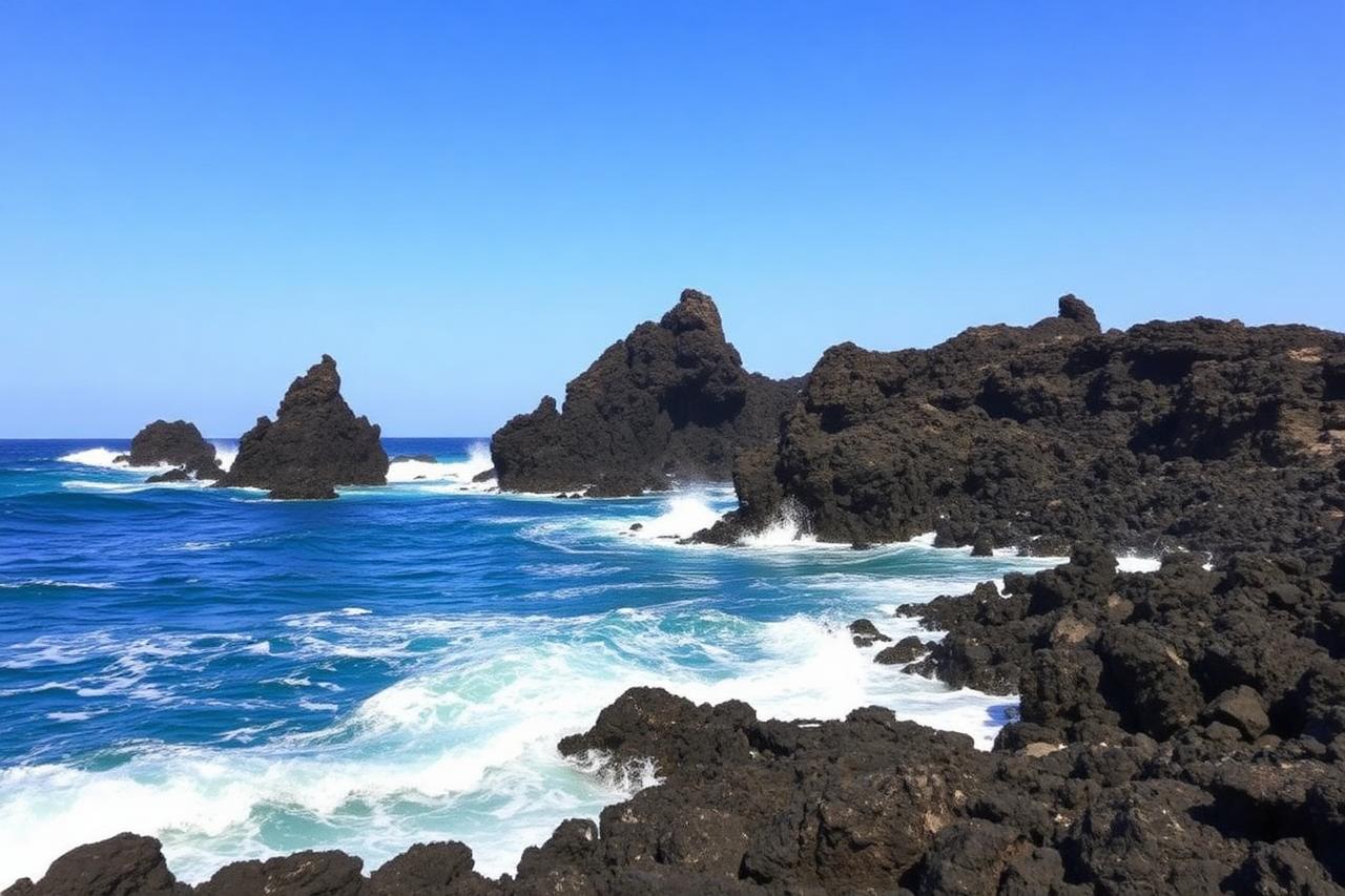 Buracona na Ilha do Sal, formações vulcânicas junto ao oceano