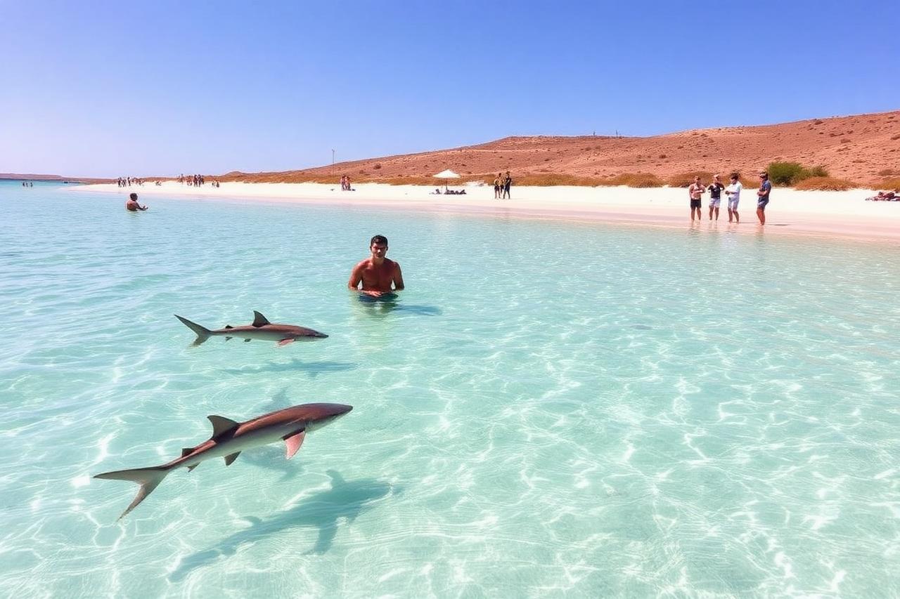 Tubarões-limão juvenis na Baía dos Tubarões, Ilha do Sal